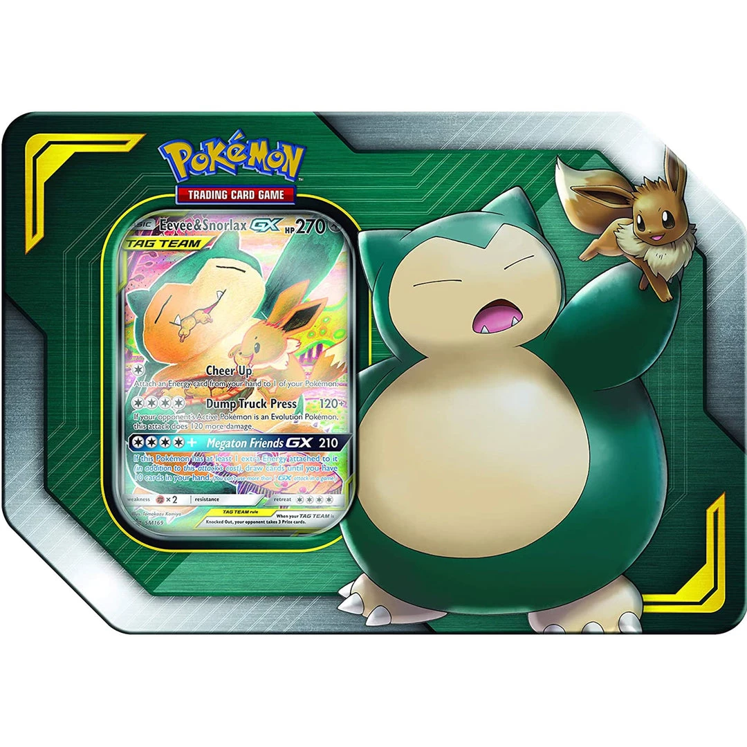 Pokemon TCG: Tag Team Tin - Eevee & Snorlax GX TCGs 3 Pokemon TCG: Tag Team Tin - Eevee & Snorlax GX TCGs