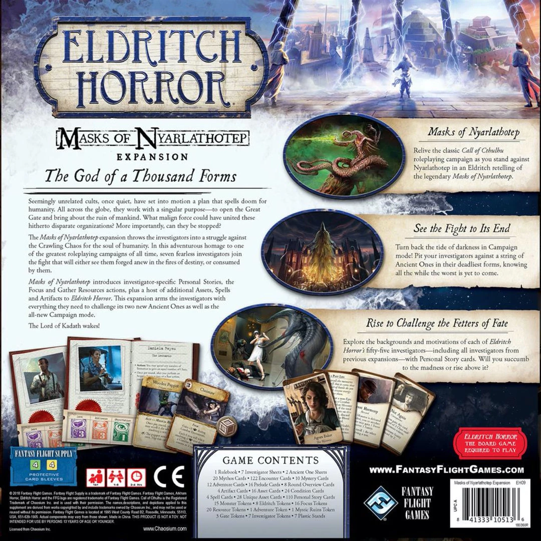 Fantasy Flight Games Board Games Eldritch Horror: Masks Of Nyarlathotep Expansion 4 Fantasy Flight Games Board Games Eldritch Horror: Masks Of Nyarlathotep Expansion