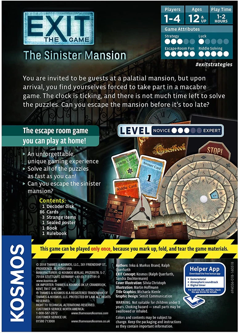 Kosmos Board Games Exit The Game: The Sinister Mansion 4 Kosmos Board Games Exit The Game: The Sinister Mansion