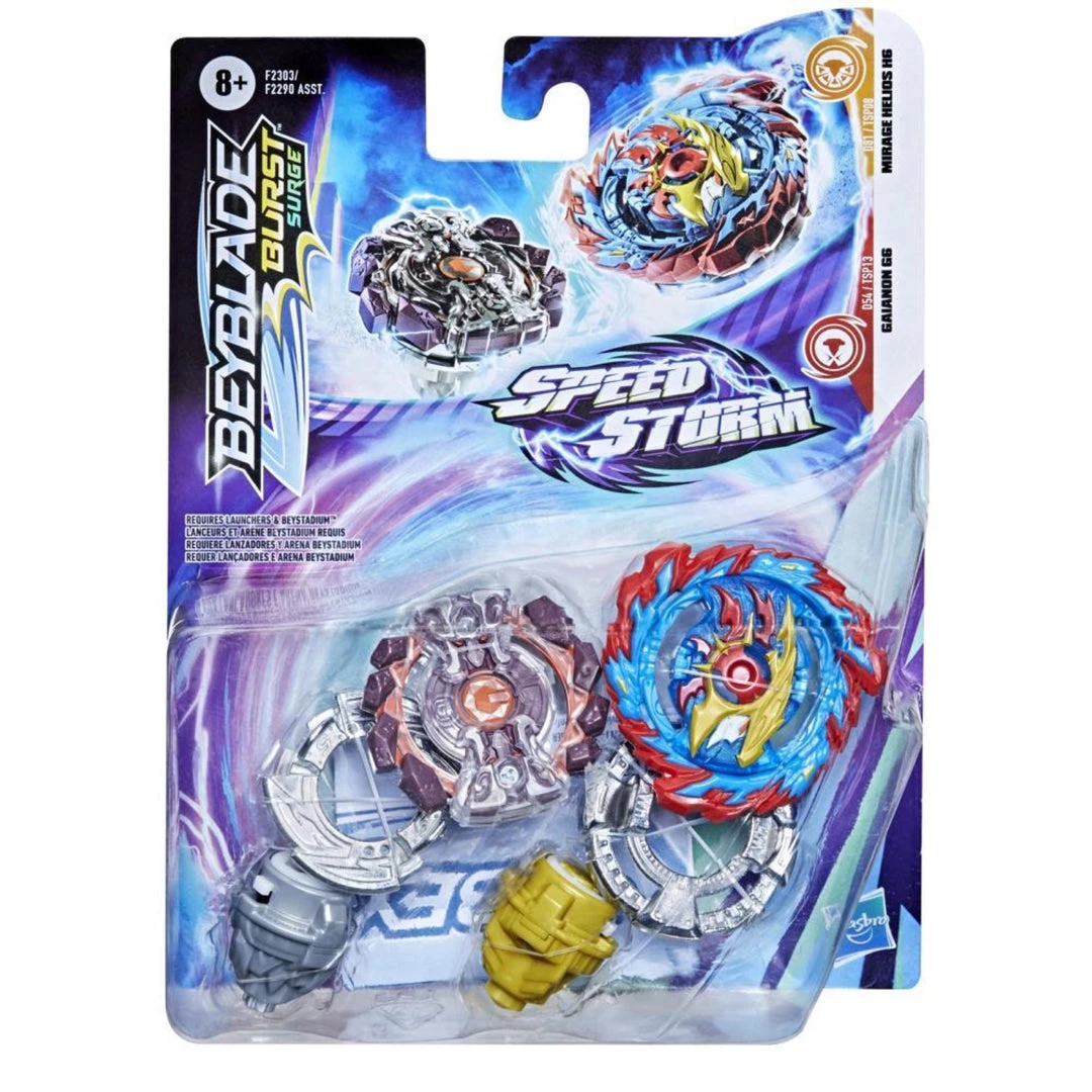 Hasbro Gaming Beyblade: Burst Surge Speedstorm Dual Pack - Mirage Helios H6 And Gaianon G6 3 Hasbro Gaming Beyblade: Burst Surge Speedstorm Dual Pack - Mirage Helios H6 And Gaianon G6
