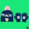 Bioworld Pokemon: Pikachu Youth Beanie Pink Pom & Gloves Combo Merch
