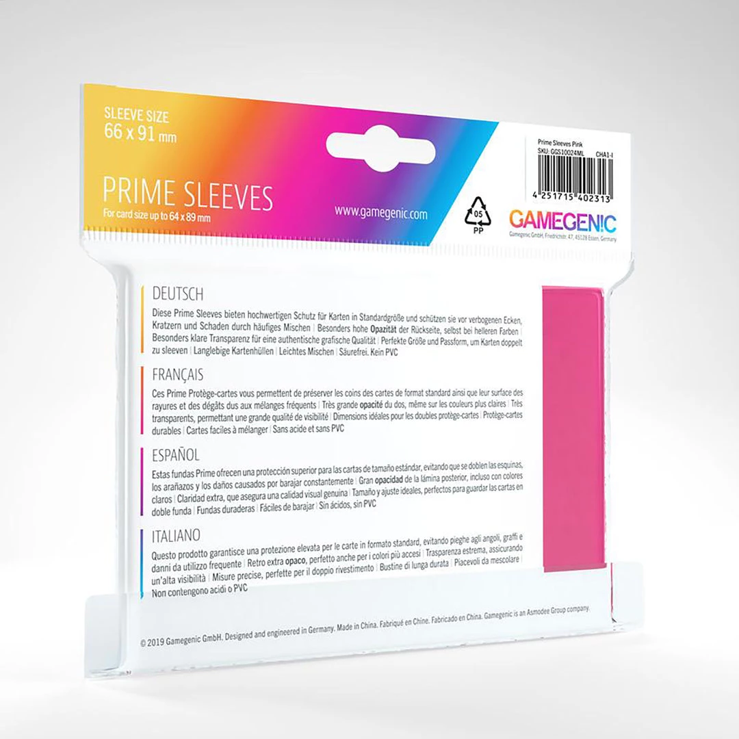 Asmodee Gamegenic: Prime Sleeves 100ct - Pink 4 Asmodee Gamegenic: Prime Sleeves 100ct - Pink