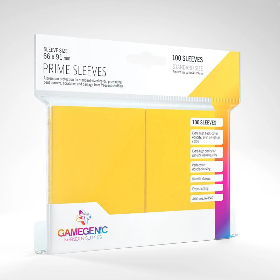 Asmodee Gamegenic: Prime Sleeves 100ct - Yellow 3 Asmodee Gamegenic: Prime Sleeves 100ct - Yellow