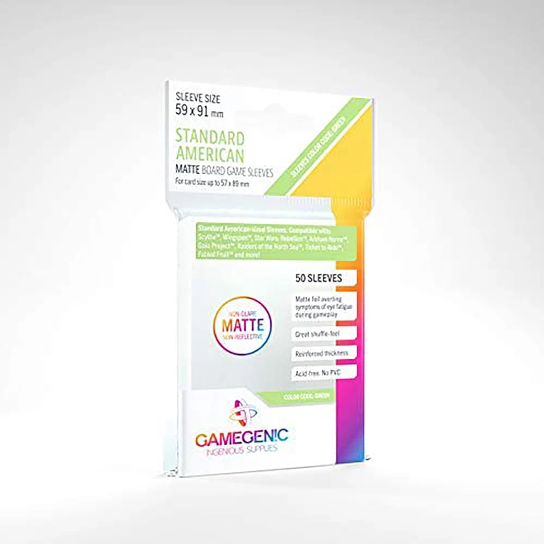 Asmodee Gamegenic: Matte Board Game Sleeves 50ct - Standard American Supplies 3 Asmodee Gamegenic: Matte Board Game Sleeves 50ct - Standard American Supplies